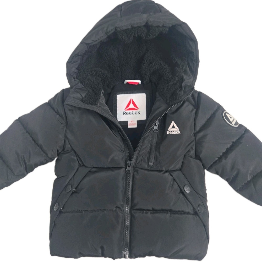 Reebok Boy's 2T Black Puffer Jacket Fleece Lined